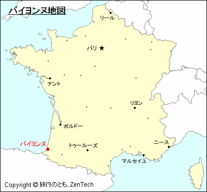 フランスにおけるバイヨンヌ地図