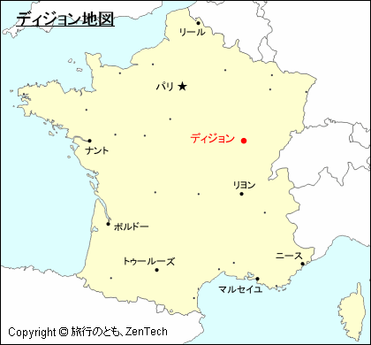 フランスにおけるディジョン地図
