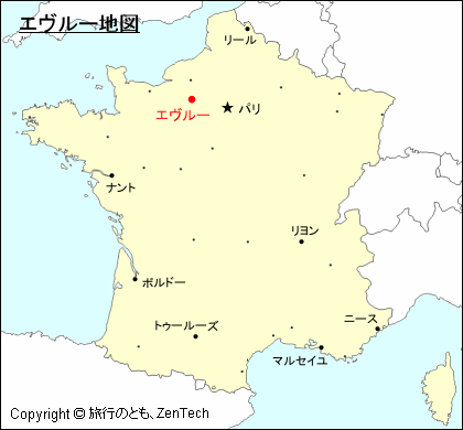 フランスにおけるエヴルー地図