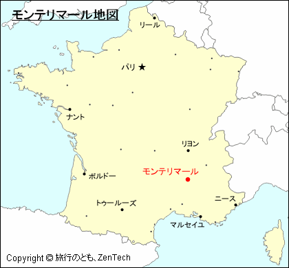 フランスにおけるモンテリマール地図