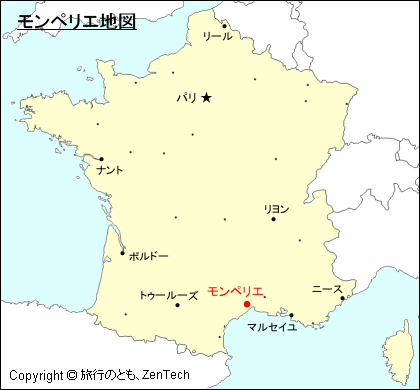 フランスにおけるモンペリエ地図
