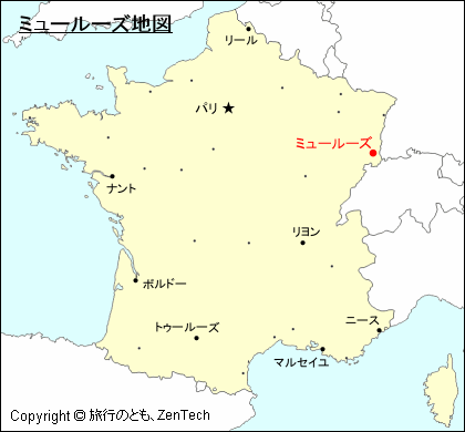 フランスにおけるミュールーズ地図