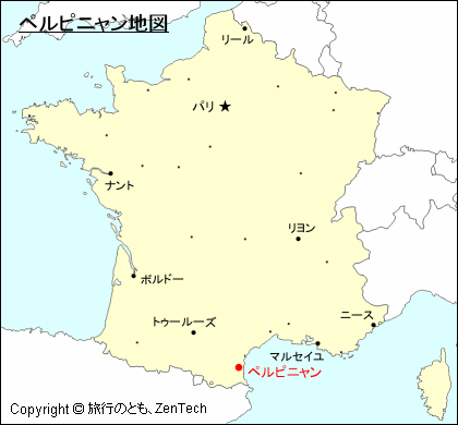 フランスにおけるペルピニャン地図