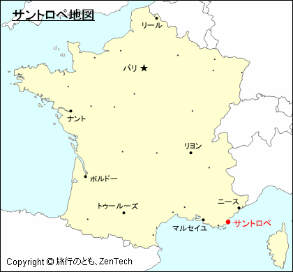 フランスにおけるサントロペ地図