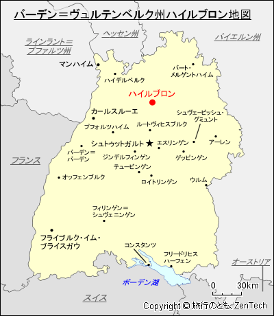 バーデン＝ヴュルテンベルク州ハイルブロン地図