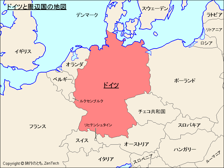 ドイツと周辺国の地図