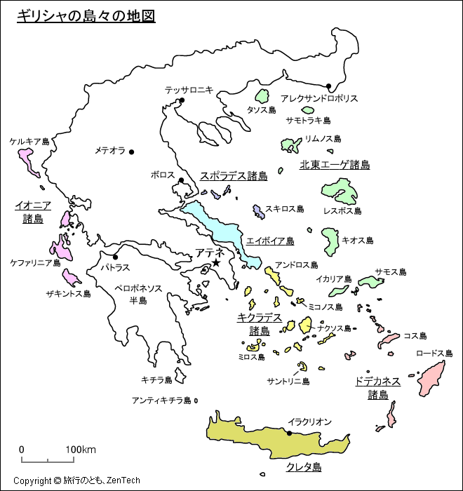 ギリシャの島地図