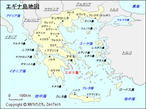 エギナ島地図