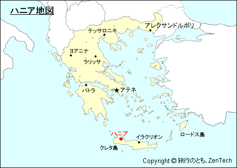 ギリシャにおけるハニア地図