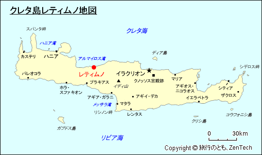 クレタ島レティムノ地図