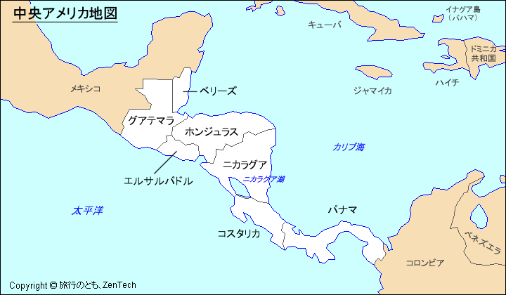 中央アメリカ地図