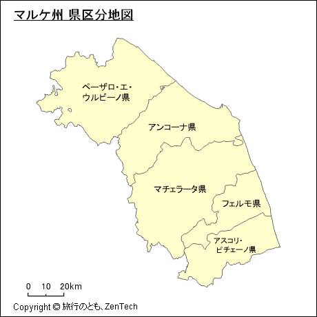 マルケ州 県区分地図