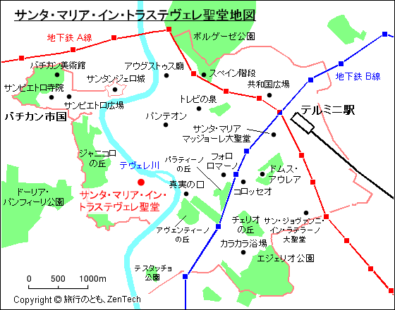 サンタ・マリア・イン・トラステヴェレ聖堂地図