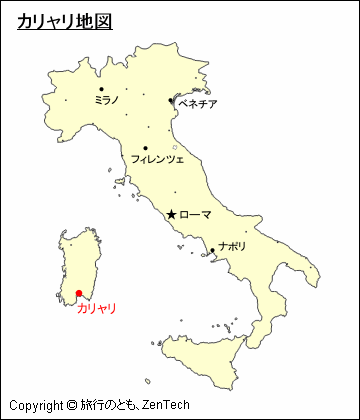 イタリアにおけるカリャリ地図