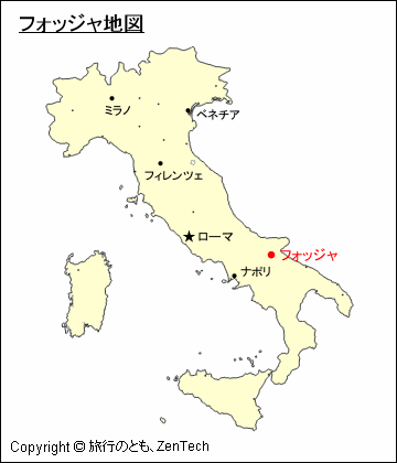 イタリアにおけるフォッジャ地図