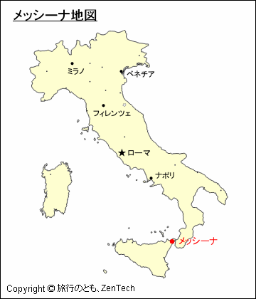 イタリアにおけるメッシーナ地図