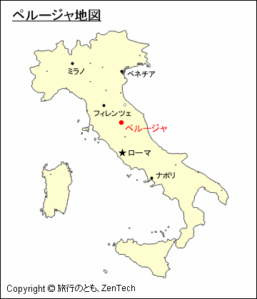 イタリアにおけるペルージャ地図