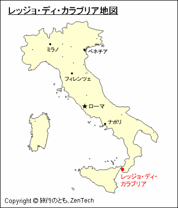 イタリアにおけるレッジョ・ディ・カラブリア地図