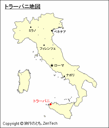 イタリアにおけるトラーパニ地図
