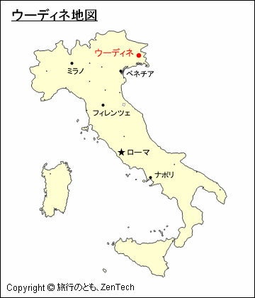 イタリアにおけるウーディネ地図