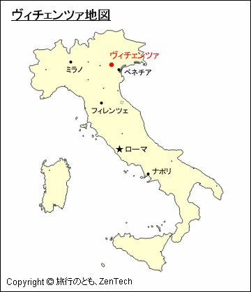 イタリアにおけるヴィチェンツァ地図