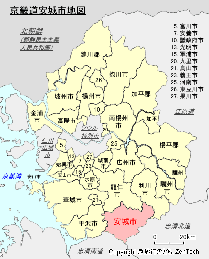 京畿道安城市地図