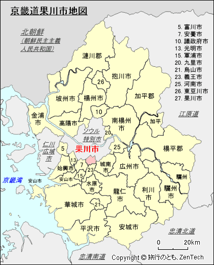 京畿道果川市地図