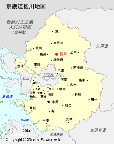 京畿道抱川地図