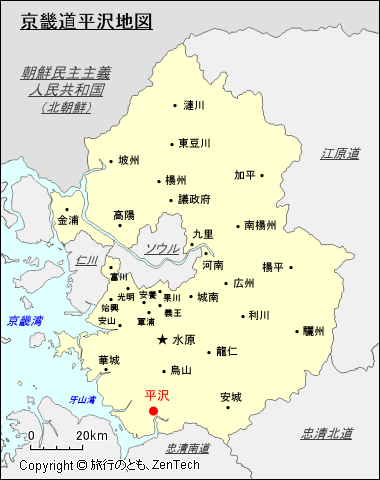 京畿道平沢地図
