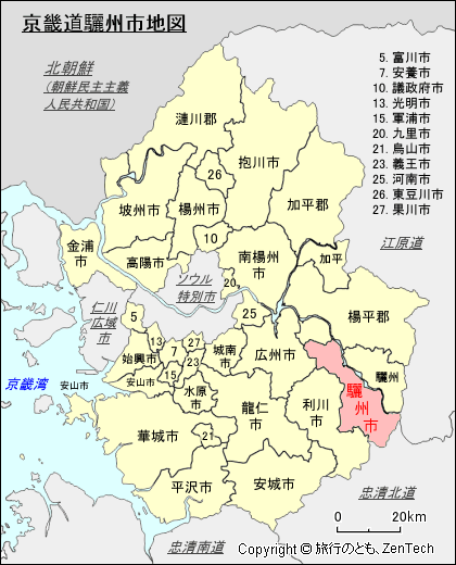 京畿道驪州市地図