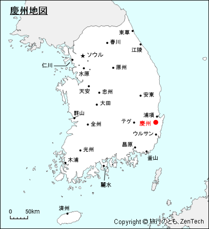 韓国における慶州地図