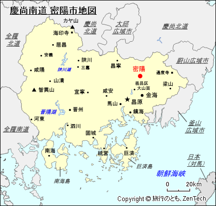 慶尚南道 密陽市地図
