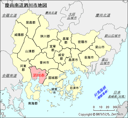 慶尚南道泗川市地図