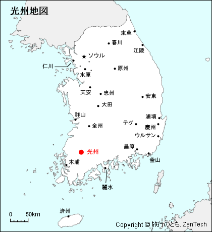 韓国における光州地図