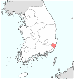 韓国における蔚山広域市の位置