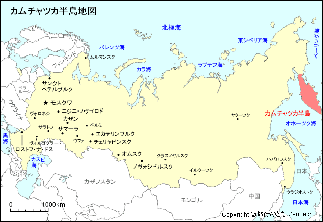 カムチャツカ半島地図