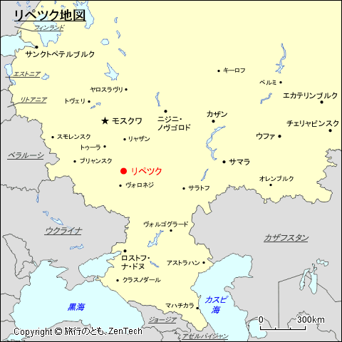 ヨーロッパ・ロシア地域リペツク地図