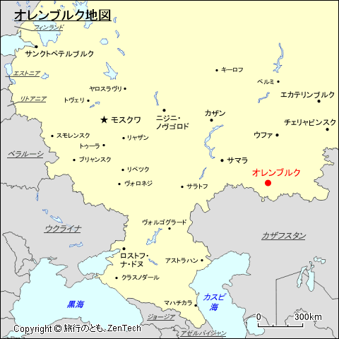ヨーロッパ・ロシア地域オレンブルク地図