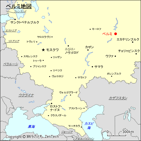 ヨーロッパ・ロシア地域ペルミ地図