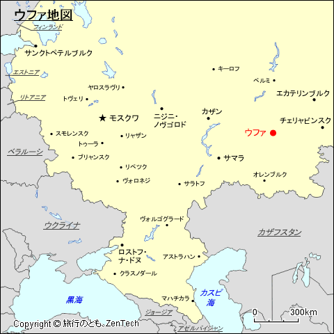 ヨーロッパ・ロシア地域ウファ地図