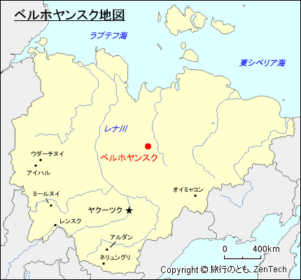 ベルホヤンスク地図
