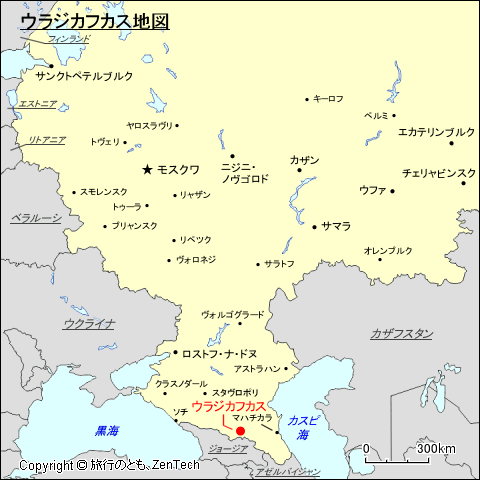 ヨーロッパ・ロシア地域ウラジカフカス地図