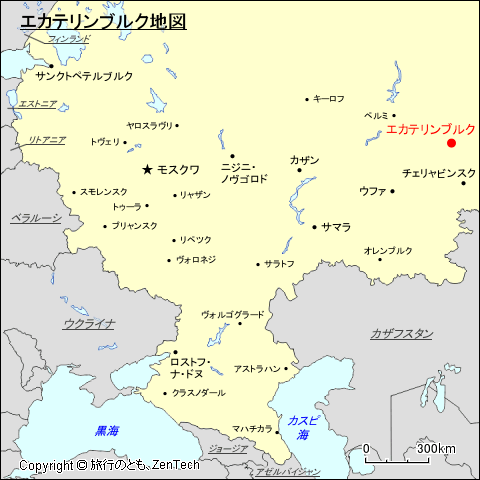 ヨーロッパ・ロシア地域エカテリンブルク地図
