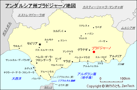 アンダルシア州プラドジャーノ地図