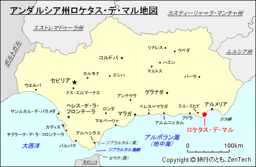 アンダルシア州ロケタス・デ・マル地図