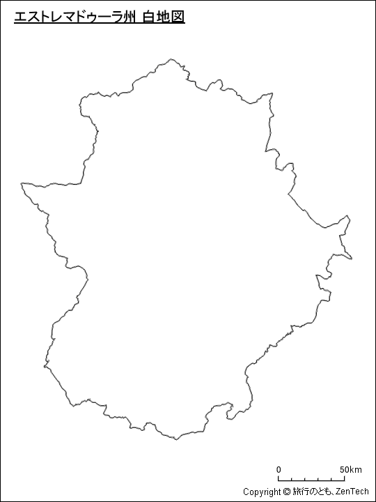 エストレマドゥーラ州 白地図