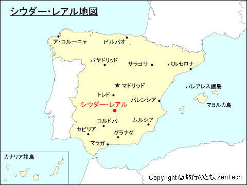 スペインにおけるシウダー・レアル地図