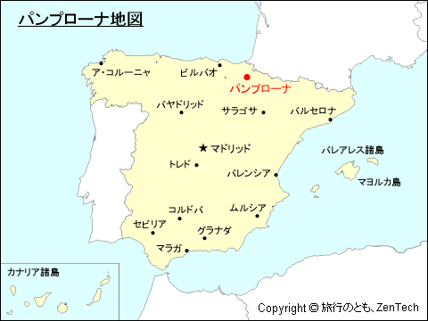 スペインにおけるパンプローナ地図