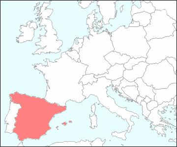 西ヨーロッパにおけるスペイン地図