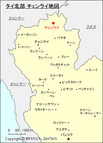 タイ北部 チェンライ地図